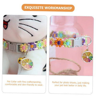 Pet Collar With Bell Cartoon Footprint Colorful Dog Puppy Kitten Collar Adjustable Safety Bell Ring Necklace Pet Accessories - Smarsty