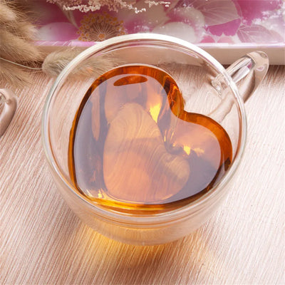 Heart Love Shaped Glass Mug for Couples - Smarsty