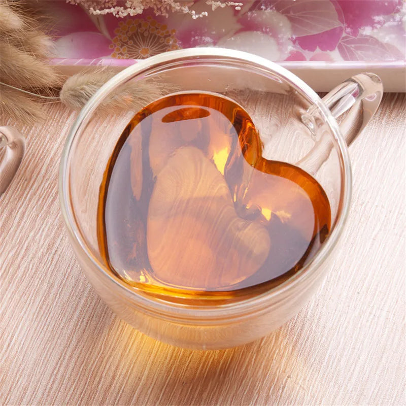 Heart Love Shaped Glass Mug for Couples - Smarsty