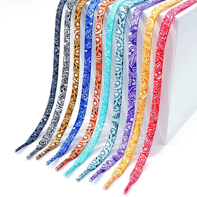 Flat Shoe Laces Cashew Flower Shoelaces for Sneakers Gilding Hand-painted Sports Casual Basketball Tennis Shoelace Shoestrings - Smarsty