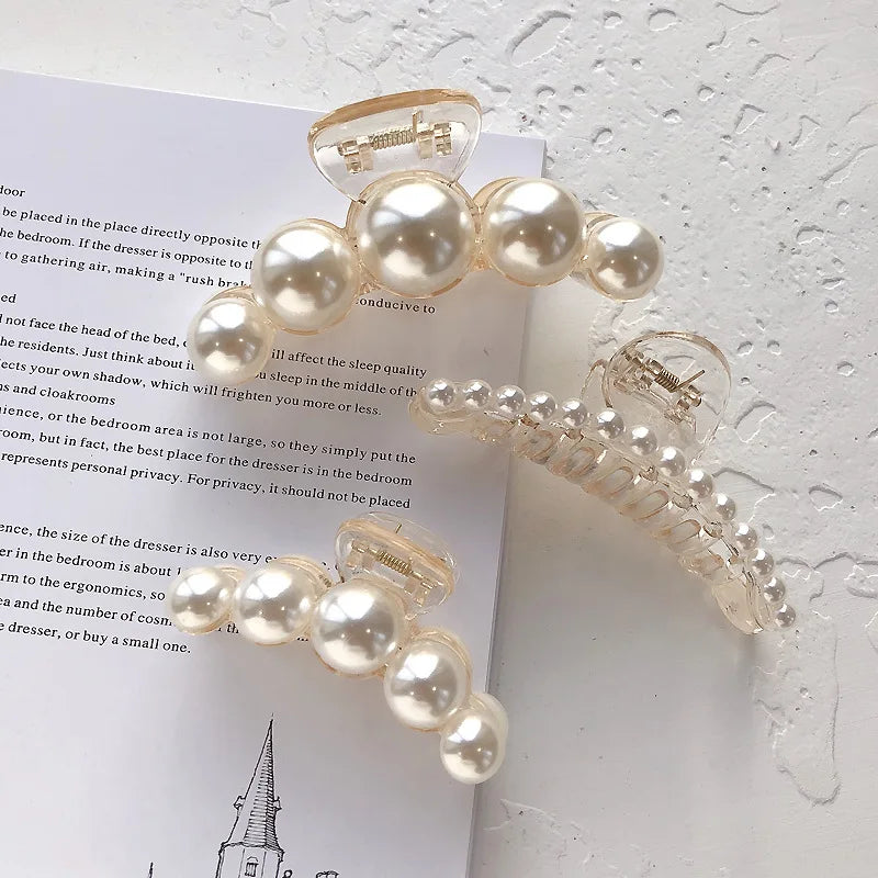 Large Pearl Hair Claw Clip Acrylic Fashion Barrette Stylish - Smarsty