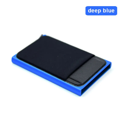 YUECIMIE Slim Aluminum Wallet With Elasticity Back Pouch ID Credit Card Holder Mini RFID Wallet Automatic Pop up Bank Card Case - Smarsty