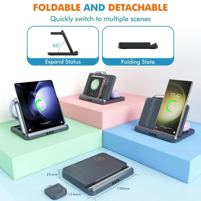 3 In 1 Wireless Charger Stand With Fast Charging Dock - Smarsty