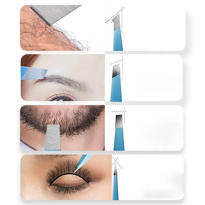 Stainless Steel Eyebrow Tweezers for Precise Hair Removal - Smarsty