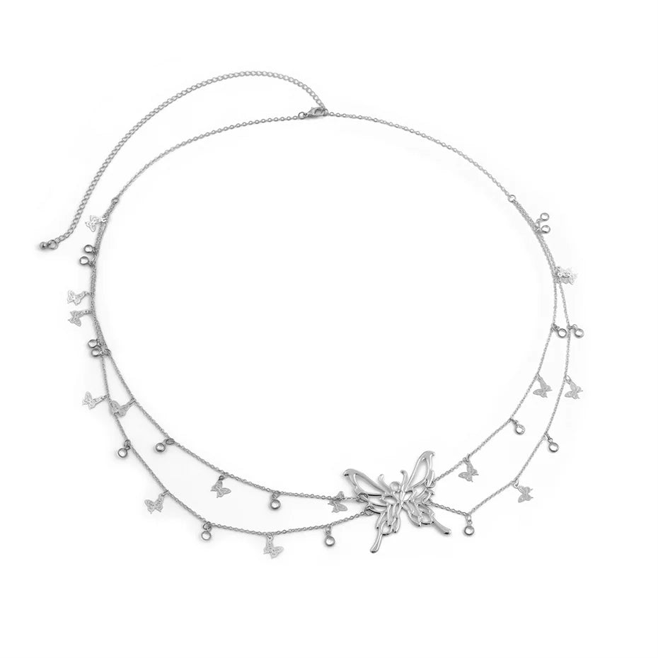 Boho Butterfly Waist Chain with Crystal Tassels - Smarsty
