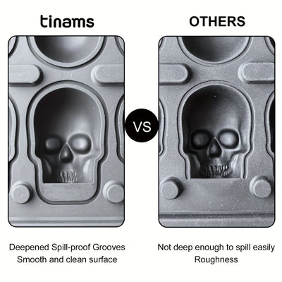 Skull Ice Ball Mold Silicone 3D Flexible Ice Cube Trays BPA Free Ice Trays For Freezer Horror Skull Head Cocktail Ice Ball Maker - Smarsty