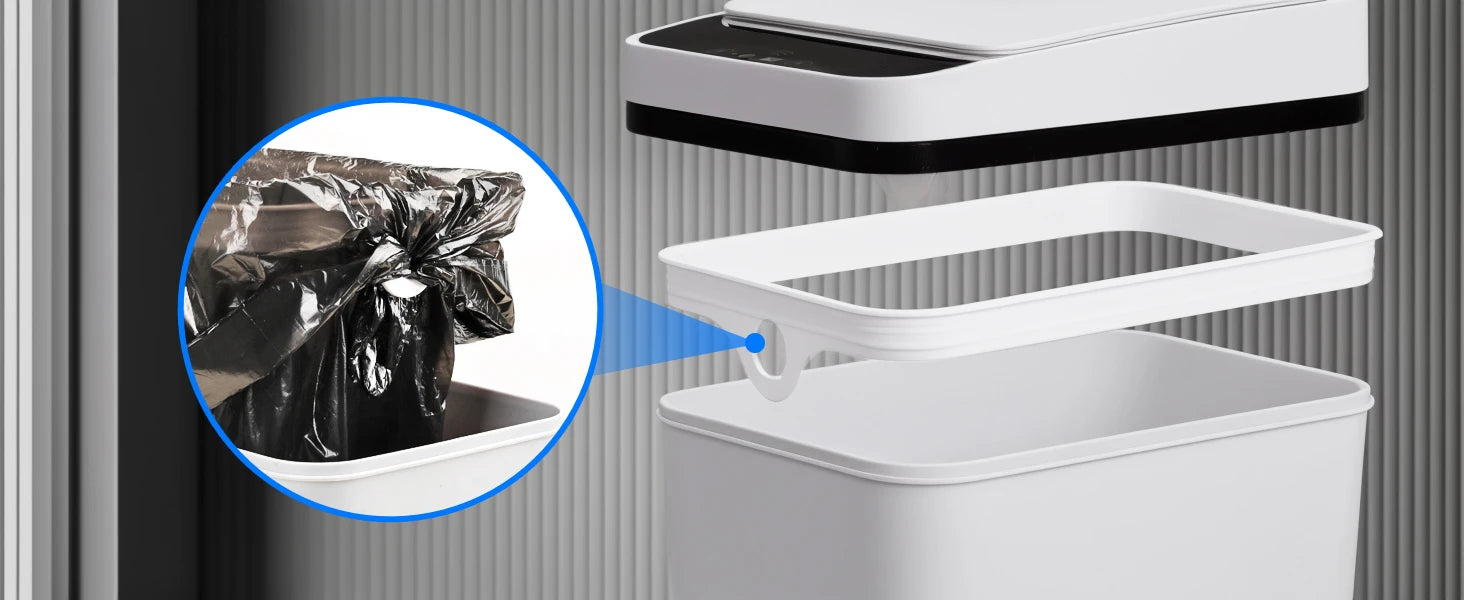 2 Pack 12L Bathroom Automatic Trash Cans Touchless Motion Sensor Slim with Lid for Bathroom Bedroom Living Room Office White - Smarsty