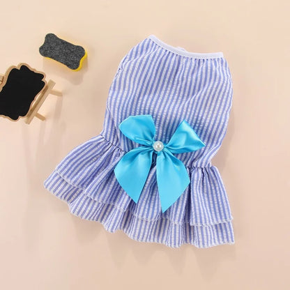 Puppy Vertical Striped Butterfly Skirt for Summer Fun - Smarsty