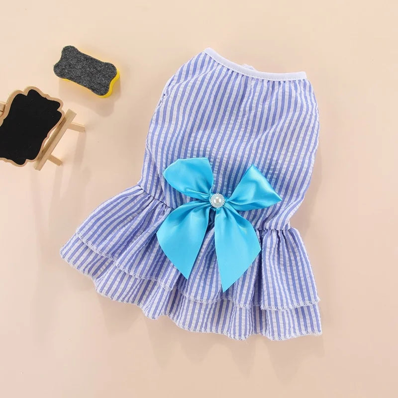 Puppy Vertical Striped Butterfly Skirt for Summer Fun - Smarsty