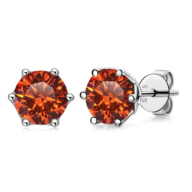 Moissanite Stud Earrings Sterling Silver VVS D Sparkle - Smarsty