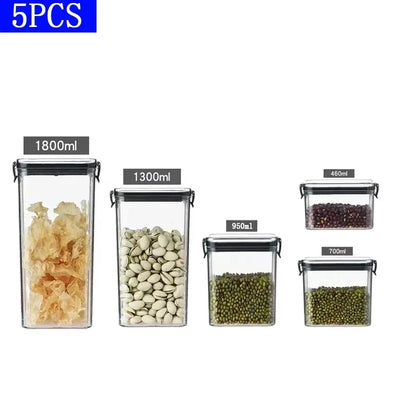 460-1800ml Sets Kitchen Stackable Sealed Jar Plastic Food Storage Box Multigrain Tank Bottle Dried Fruit Tea Storage Containers by Smarsty