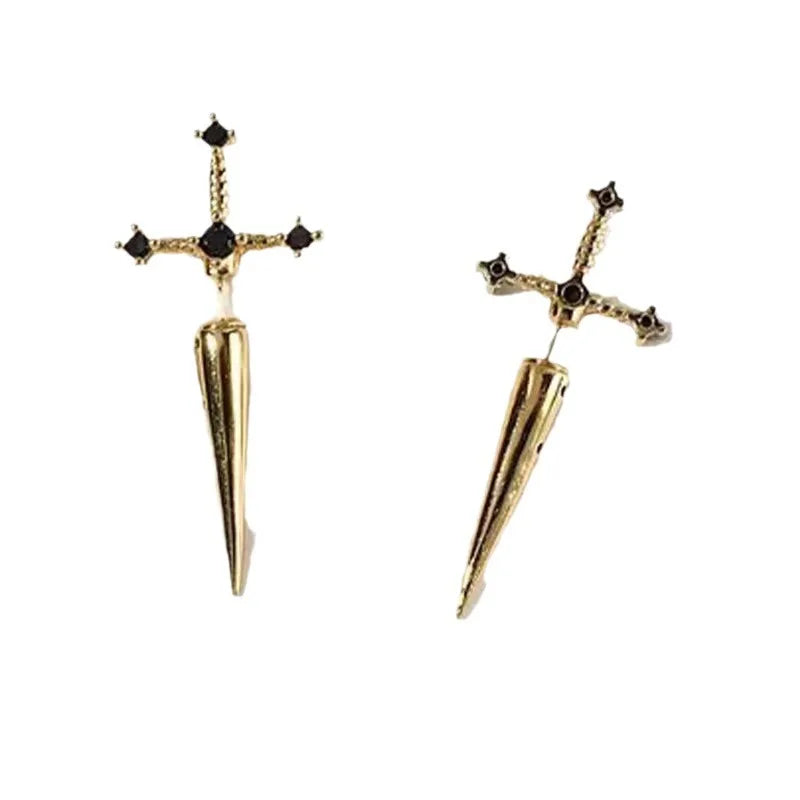 Gothic Sword Kinitial Piercing Earrings for Punk Style Lovers - Smarsty