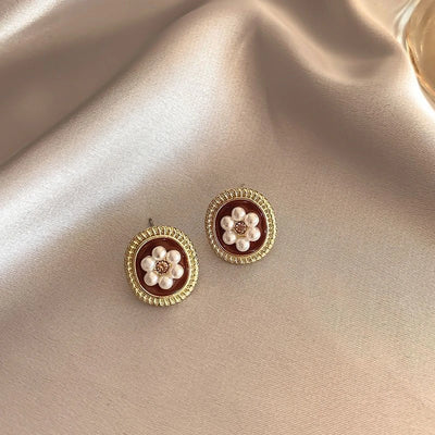 Vintage Pearl Stud Earrings For Women Elegant Retro Chic - Smarsty