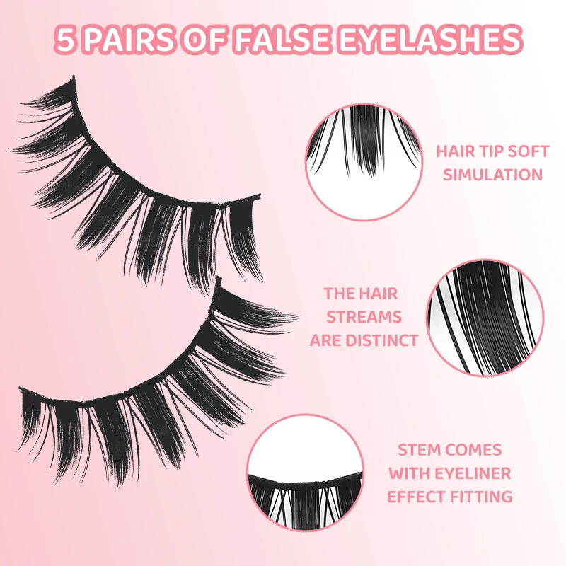 DINGSEN 5 Pairs Soft Natural Long False Eyelashes - Smarsty