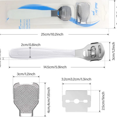 Foot Callus Shaver Heel Hard Skin Remover Hand Feet Pedicure Razor Tool Shavers Stainless Steel Handle 10 Blades Foot Care Tools - Smarsty