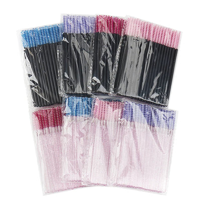 50 Pcs Disposable Eyelash Brushes with Diamond Handles - Smarsty