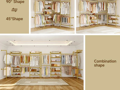L4 Wall Mounted Industrial Pipe  Clothes Rack, Closet Organizer System with Rods Expandable, Clothing Rack, Corner Garment Rack