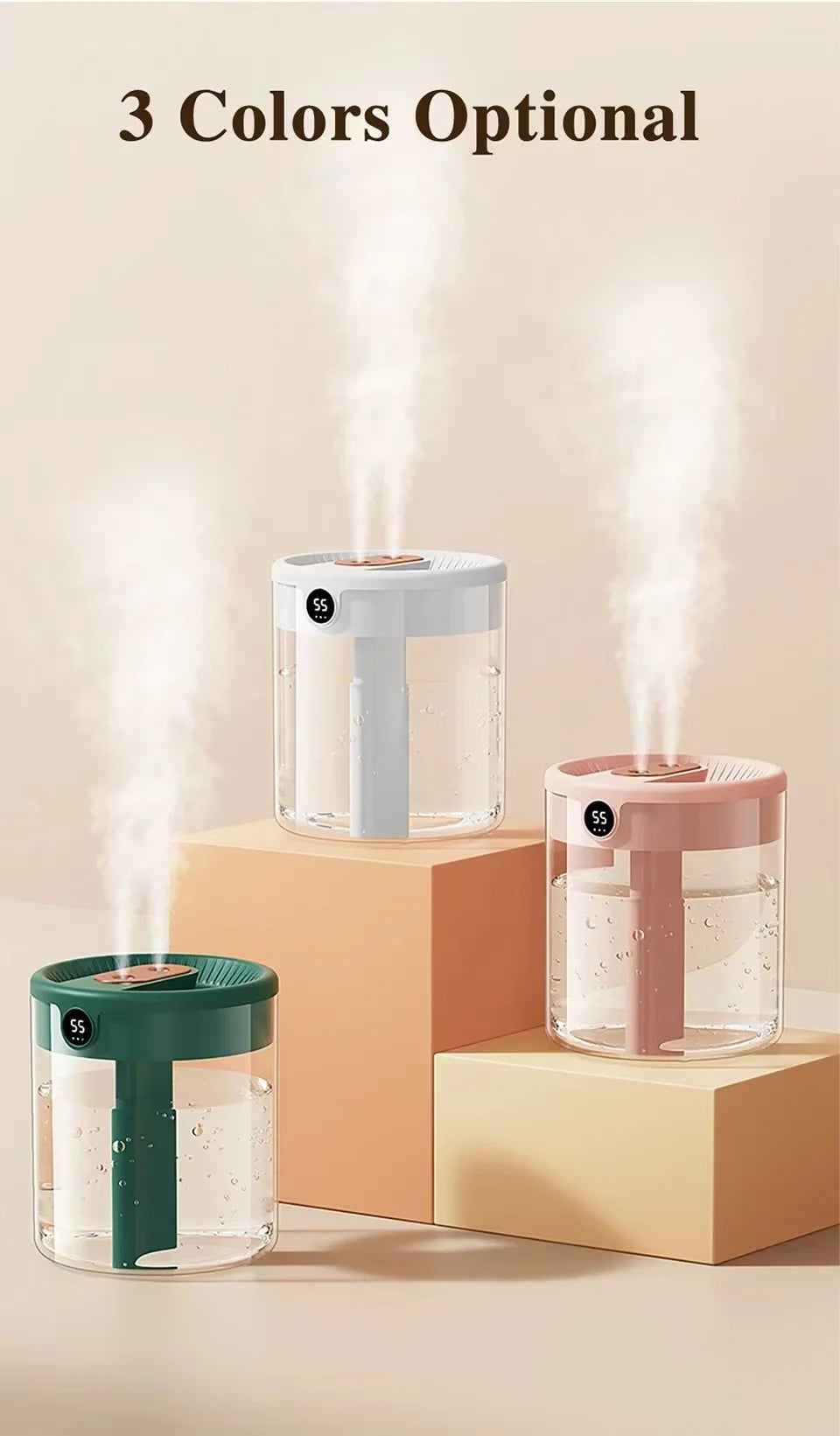 2L Portable Humidifier for Quiet Bedroom Use - Smarsty