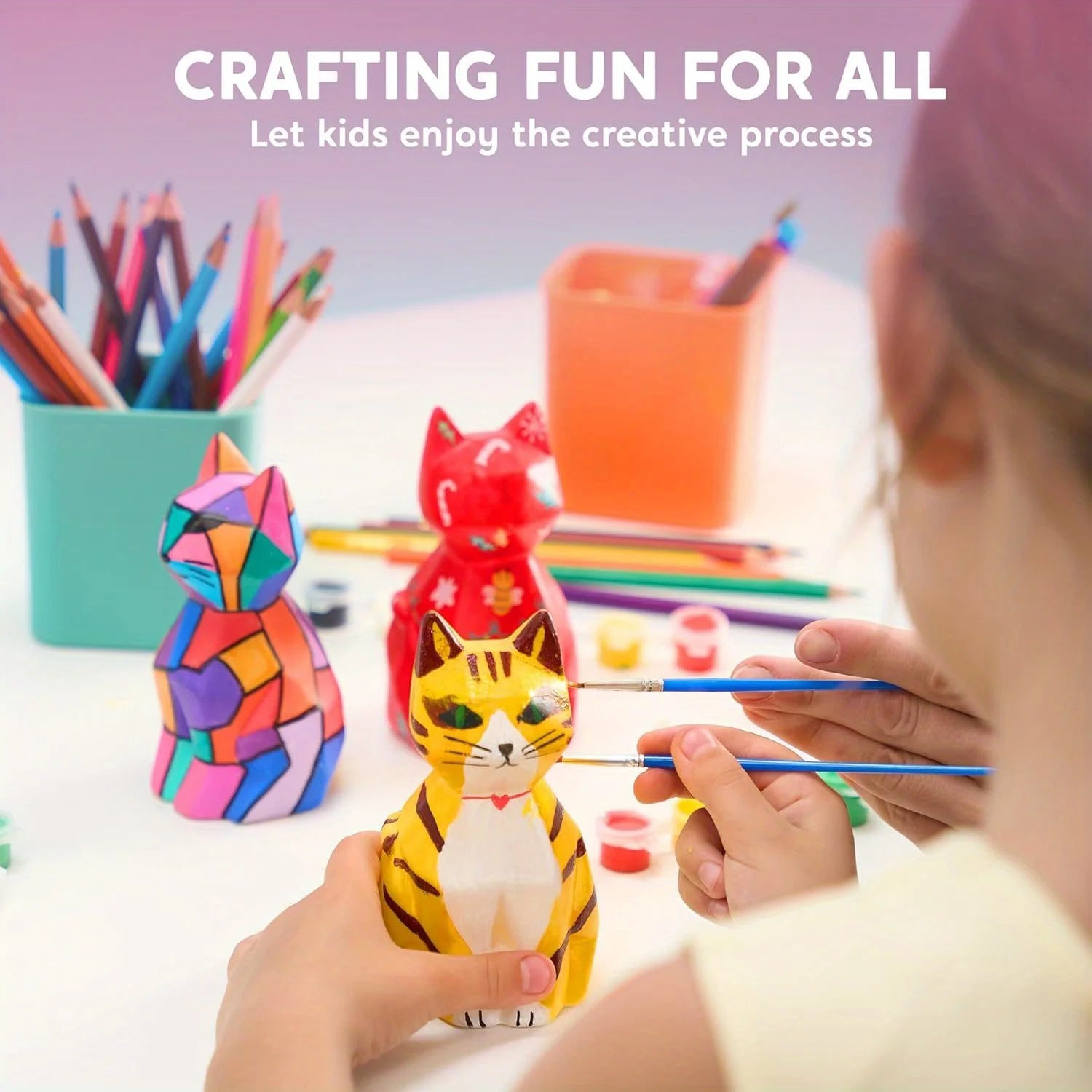JOYFY Kids DIY Night Light Paint Your Own Cat Lamp School Activities Art Supplies Toys for Girls Boys Aged 6+ Birthday Gifts