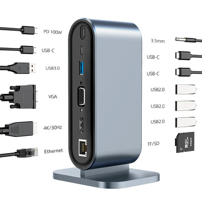 USB C Hub Docking Station Multiport 4K HDMI RJ45 VGA - Smarsty