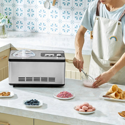SucceBuy Automatic Ice Cream Maker with Built-in Compressor 2 Quart No Pre-freezing Fruit Yogurt Machine Electric Sorbet Maker