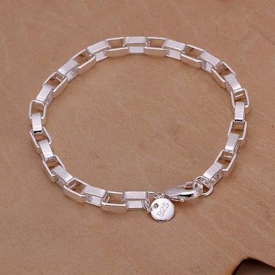 Sterling Silver Square Chain Bracelet Unisex Gift - Smarsty