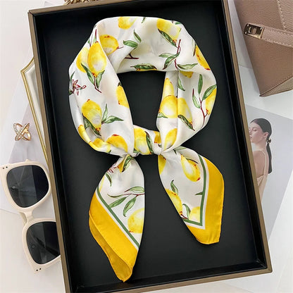 Luxury Silk Skinny Scarf with Cat Print for Women - Smarsty