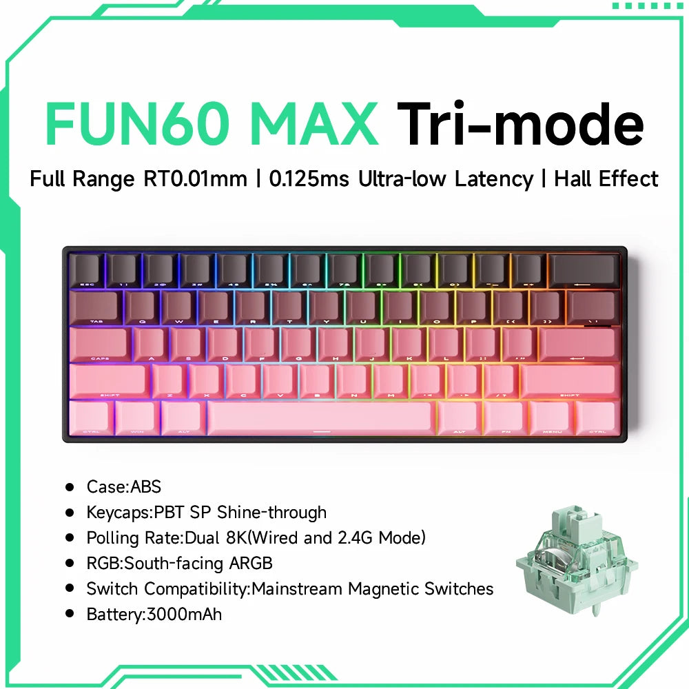60 Percent Wireless Mechanical Keyboard With ARGB Lighting