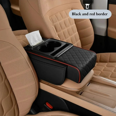 Auto Center Console Armrest Cushion With 2 Cup Holder Armrest Heightening Pad Auto Amrest Pillow Cover Pad for All Seasons - Smarsty