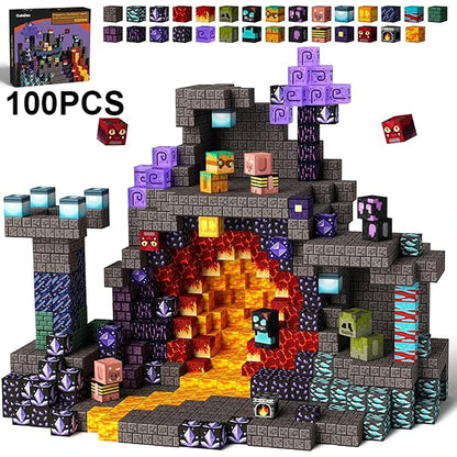 300pcs Warped Forest Magnetic Building Blocks Set, My World Figures Bricks, STEM Educational Toys for Kids, Gifts for Boys Girls
