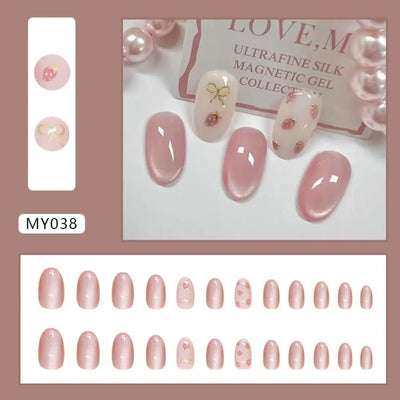 24pcs Butterfly Cat Eye Press On Nails Easy DIY Manicure - Smarsty