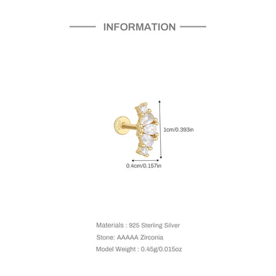 925 Silver Star Moon Zircon Stud Earrings Hypoallergenic - Smarsty