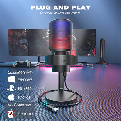 FIFINE USB Microphone with RGB Modes for Streaming - Smarsty