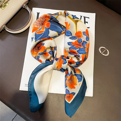 Luxury Silk Skinny Scarf with Cat Print for Women - Smarsty