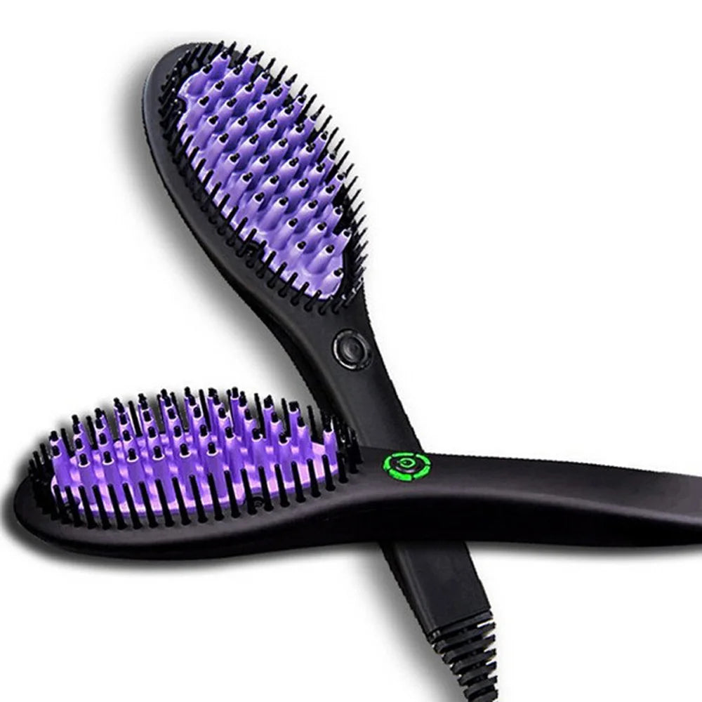 Ceramic Hair Straightener Brush for Fast Smoothing - Smarsty