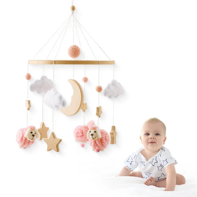 Baby Crib Mobile Bed Bell Rattle Toys Wooden Crochet Stars Pendant Bed Bell Toys Newborn Comfort Crib Bracket Hanging Toys Gifts by Smarsty