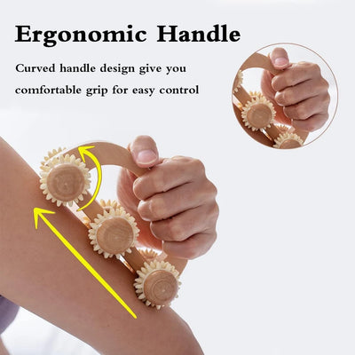 Handheld Wooden Massage Roller for Sore Muscles - Smarsty