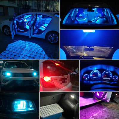 10X New W5W LED T10 Car Lights COB Glass Interior Parts Bulbs White ice blue Yellow Auto License Plate Lamp Dome Read Light 12V - Smarsty