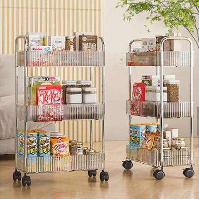 Mobile Shelf with Wheel Multi-Layers Storage Rack Home Trolley for Snacks Cosmetic Sundries Organizer 2/3/4 Tiers Rolling Cart by Smarsty