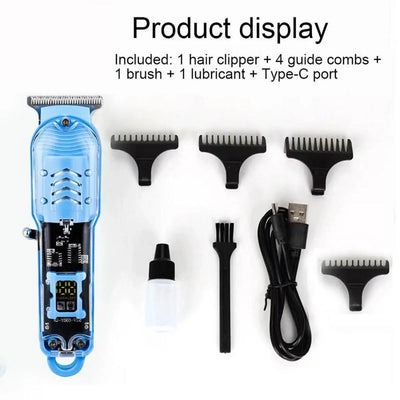 Professional Hair Clippers Rechargeable Hair Clipper Transparent Electric Hair Trimmers For Men Cordless Hair Cut Machine