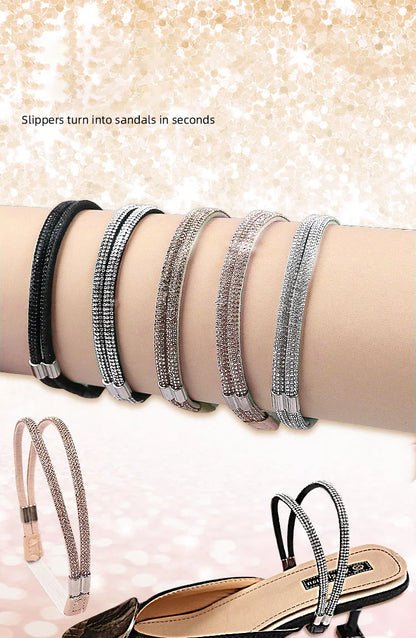 High Heels Shoes Band Anti-loose for Women Diamond Shoelaces Anti-drop Heel Straps Belt Drill Elastic Fixing Belts Rhinestone - Smarsty