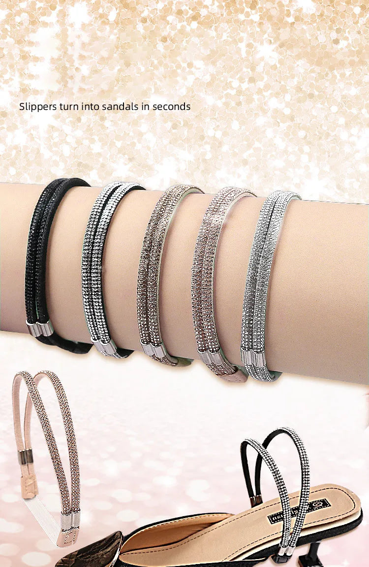 High Heels Shoes Band Anti-loose for Women Diamond Shoelaces Anti-drop Heel Straps Belt Drill Elastic Fixing Belts Rhinestone - Smarsty