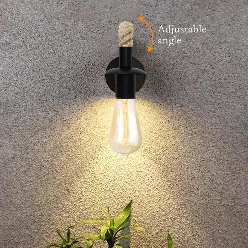 Retro Hemp Rope Wall Lamp for Stylish Indoor Lighting - Smarsty