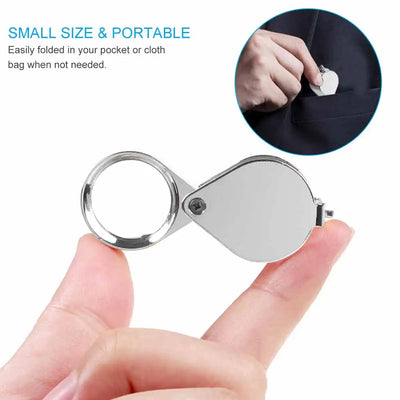10-30X Pocket Loupe Magnifier Jewelry Magnifying Glass Foldable Diamond Lupa Triplet Jewelers Eye Glass Tool Reading Magnifier - Smarsty
