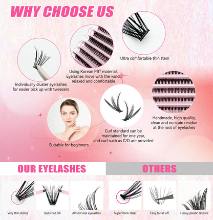DIY Eyelash Extension Kit with 200 Clusters for Natural Look - Smarsty