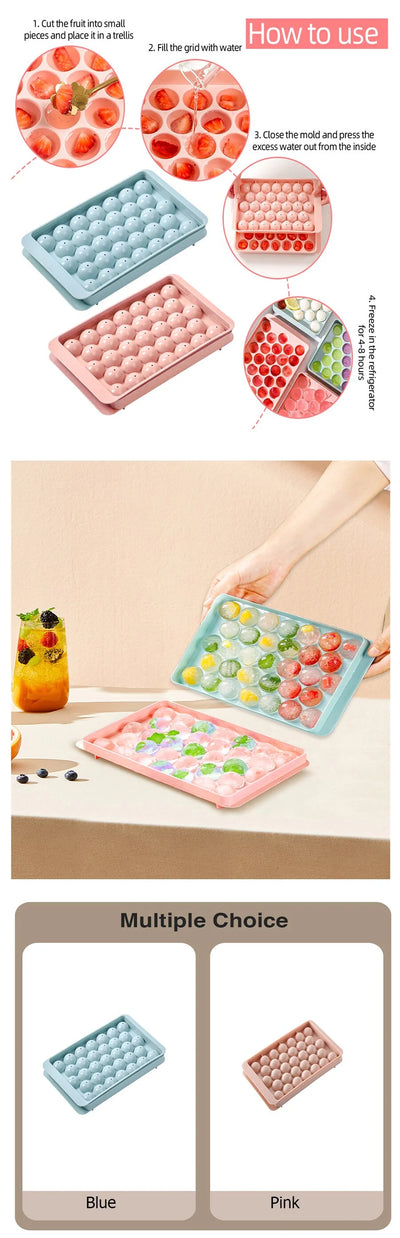 33 Ice Boll Hockey PP Mold Frozen Whiskey Ball Popsicle Ice Cube Tray Box Lollipop Making Gifts Kitchen Tools Accessories - Smarsty