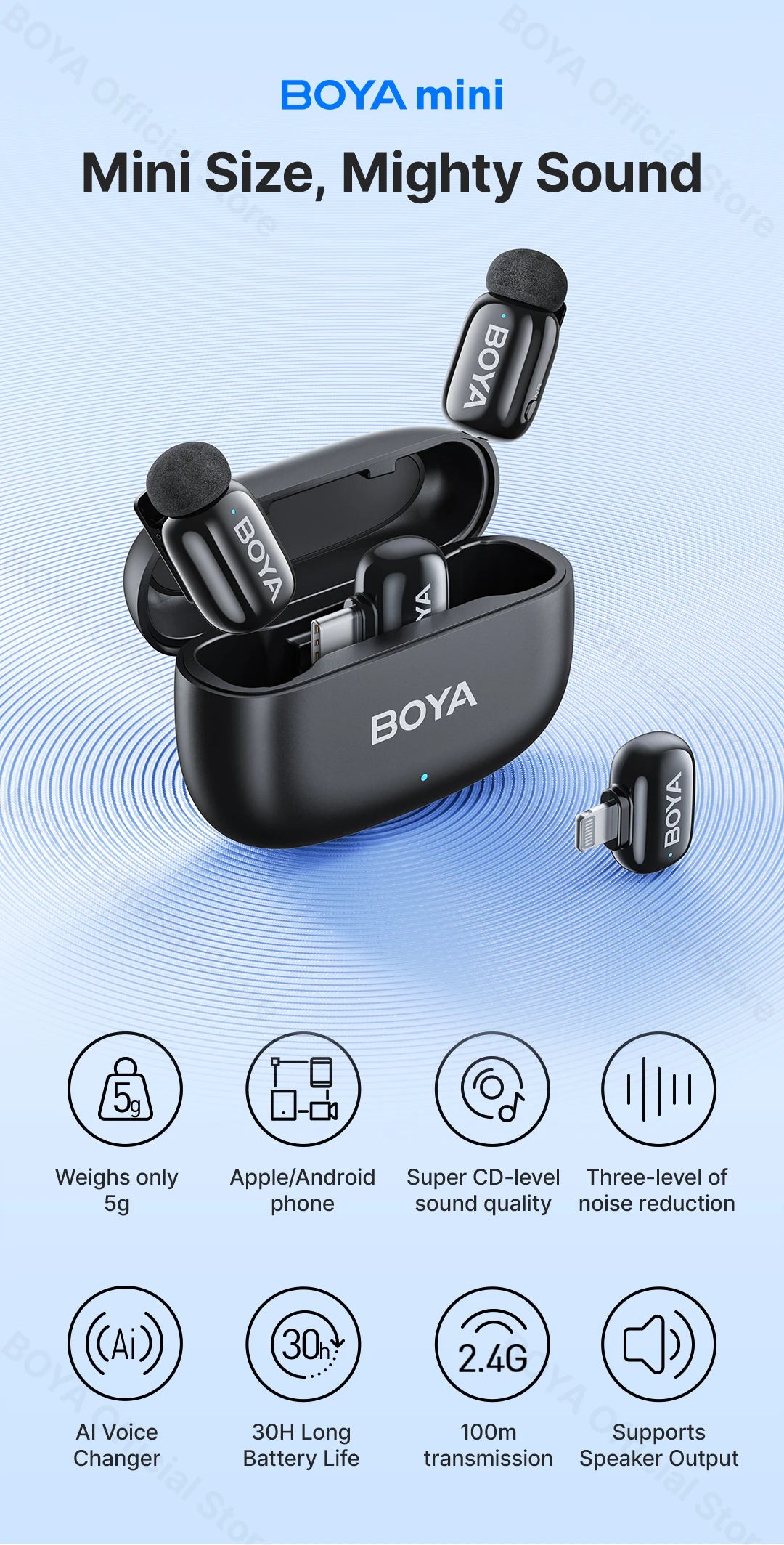 Boya Mini Wireless Lavalier Microphone for Mobile Recording - Smarsty