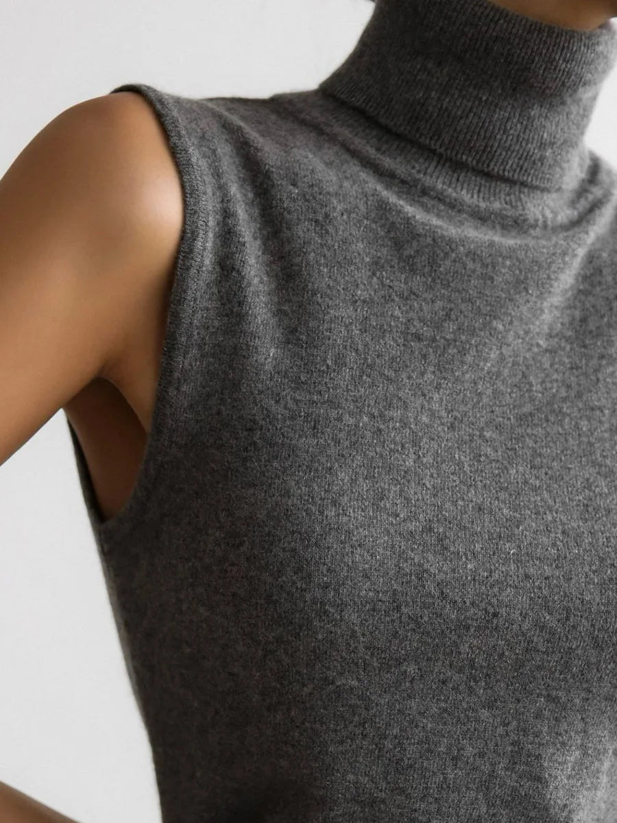 Blubelle Women's New Autumn Turtleneck Sleeveless Tank Top Soft Knit Button Up Cardigan Sweater Fashion Sets - Smarsty