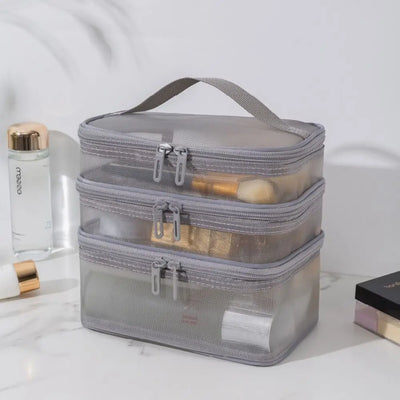 Transparent Mesh Travel Cosmetic Bag With Large Capacity - Smarsty