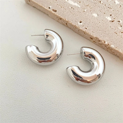 Vintage Chunky Dome Drop Earrings Gold Plated Stainless - Smarsty